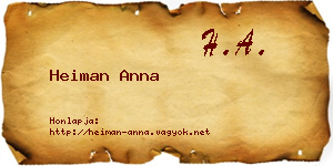 Heiman Anna névjegykártya